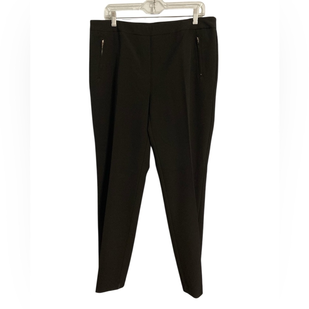 Zac & Rachel Black Pull On Straight Leg Pants with Zippers on front size 14